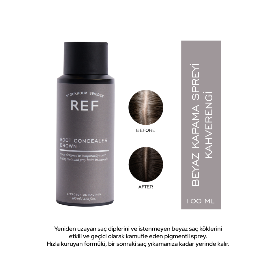 REF Root Concealer Brown 100 ML - Saç Dip Beyaz Kapatıcı Sprey (Kahverengi)