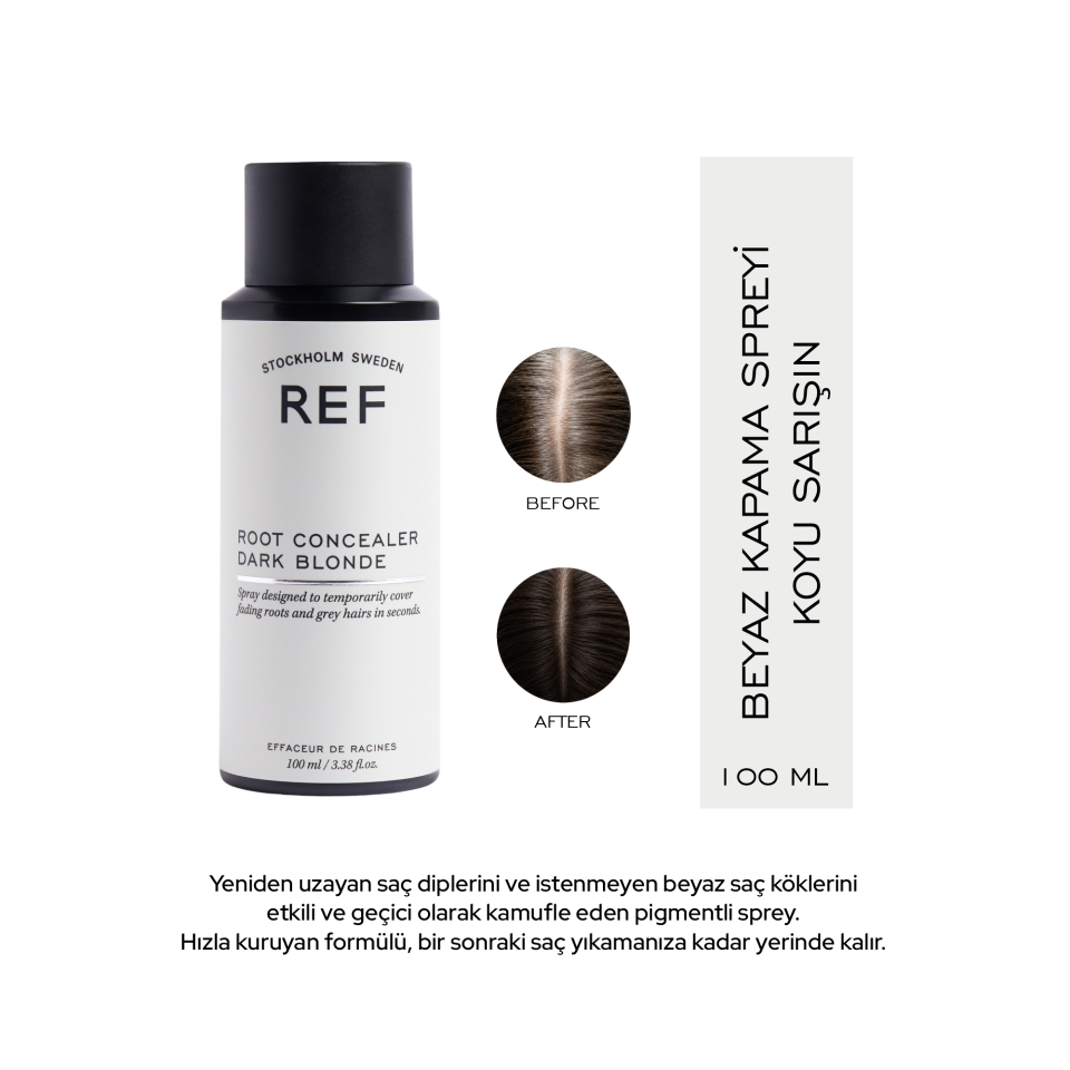 REF Root Concealer Dark Blonde 100 ML - Saç Dip Beyaz Kapatıcı Sprey (Koyu Sarı)