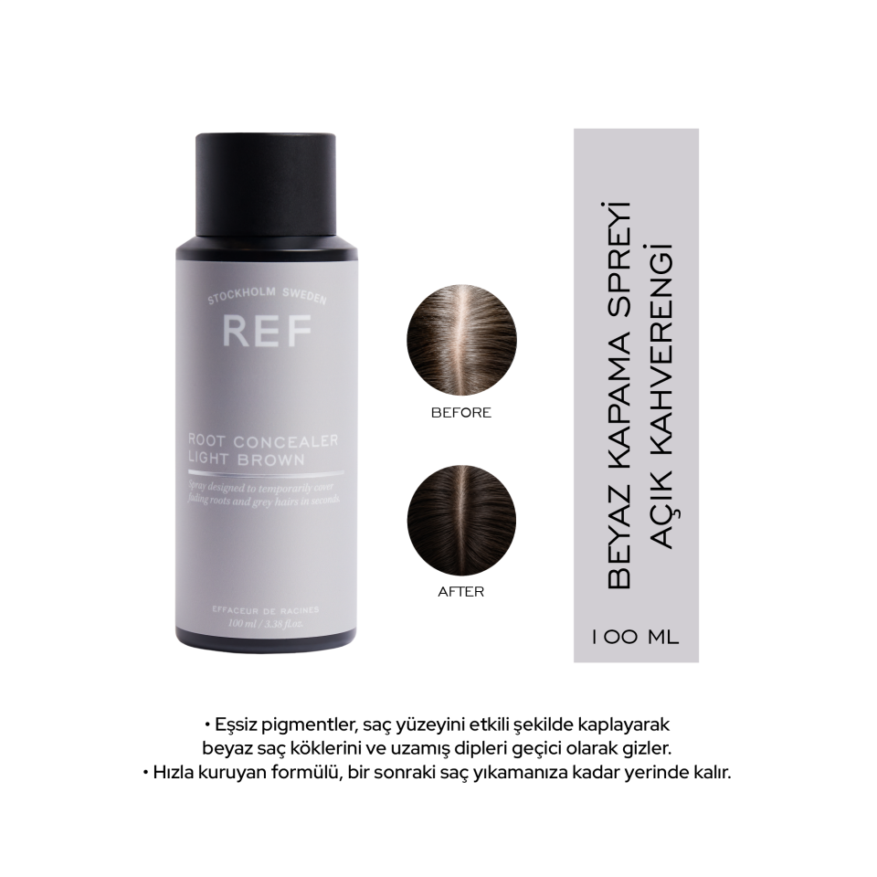 REF Root Concealer Light Brown 100 ML - Saç Dip Beyaz Kapatıcı Sprey (Açık Kahve)
