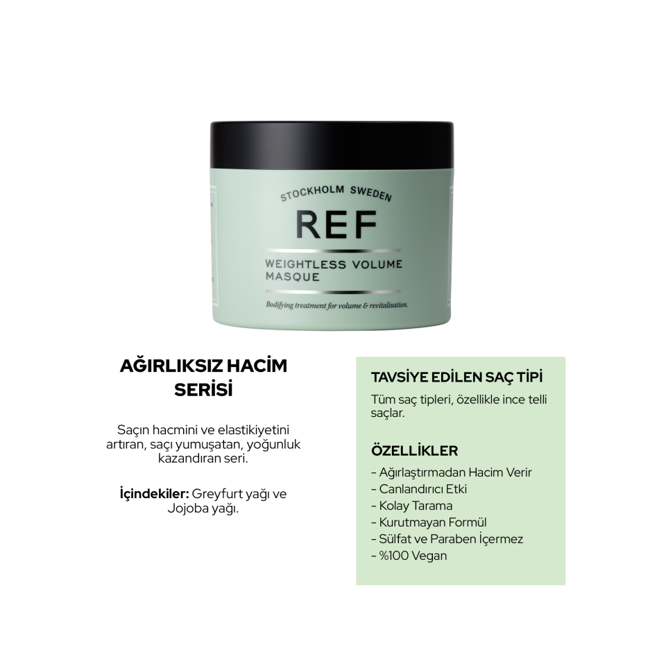 REF Weightless Volume Masque 250 ML - Hafif Hacim Veren Saç Maskesi