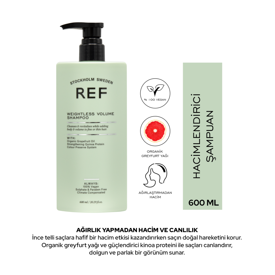 REF Weightless Volume Shampoo 600 ML - Hafif Hacim Veren Şampuan
