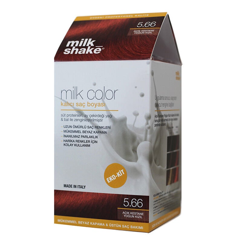 Milk Shake Color Kit 5.66 Açık Kestane Yoğun Kızıl - Kalıcı Saç Boyası Seti